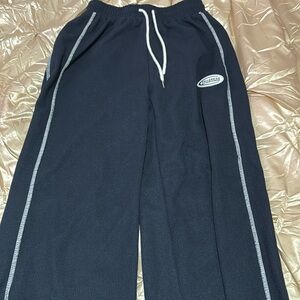 blue wide leg flare sweats